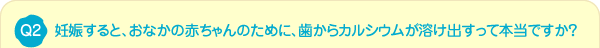 Q2 妊娠すると、おなかの赤ちゃんのために、歯からカルシウムが溶け出すって本当ですか？